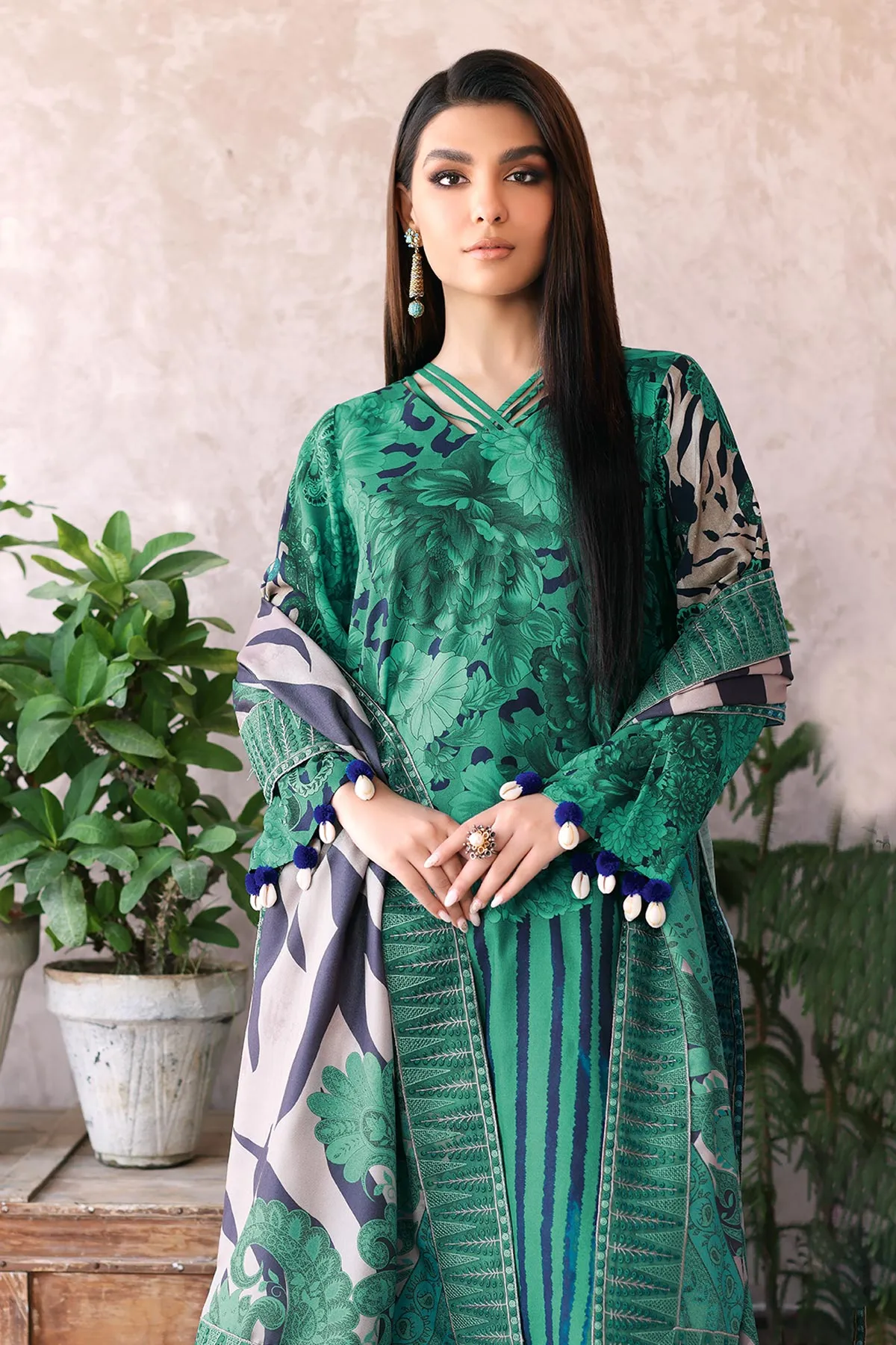 3-Pc Unstitched Printed Staple Suit With Embroidered Wool Shawl Dupatta CPMW3-05