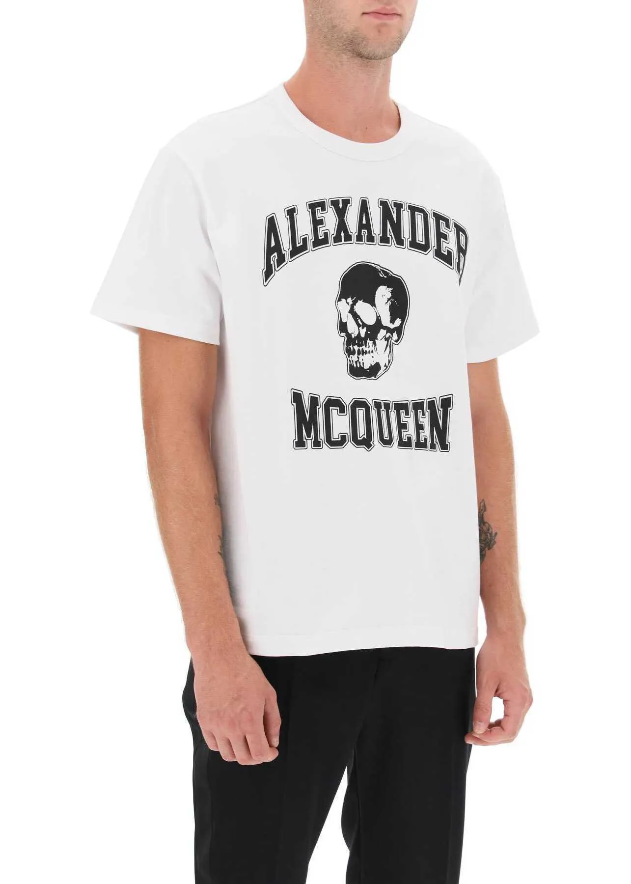 alexander mcqueen  |Alexander McQueen T-Shirt With Varsity Logo And Skull Print