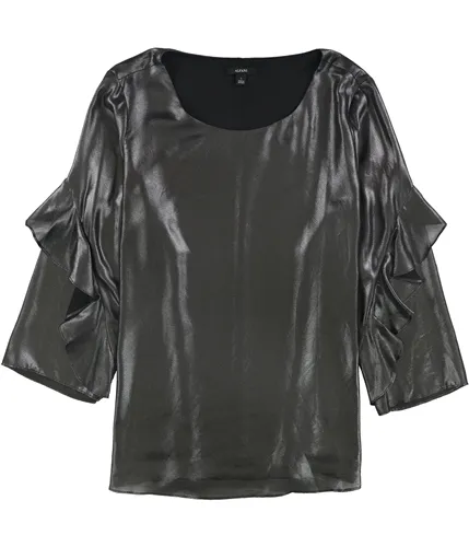 Alfani Womens Metallic Flounce Sleeve Pullover Blouse