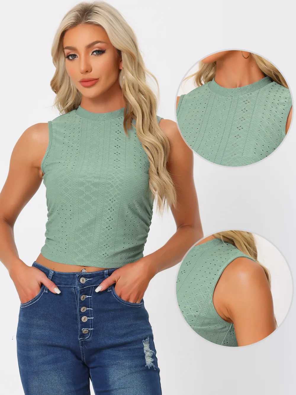 Allegra K- Mock Neck Fitted Crop Top