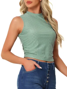 Allegra K- Mock Neck Fitted Crop Top