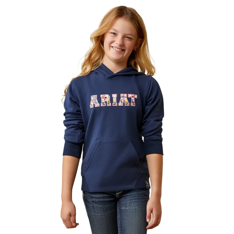 Ariat 3D Logo 2.0 Junior Hoodie - Navy/Red