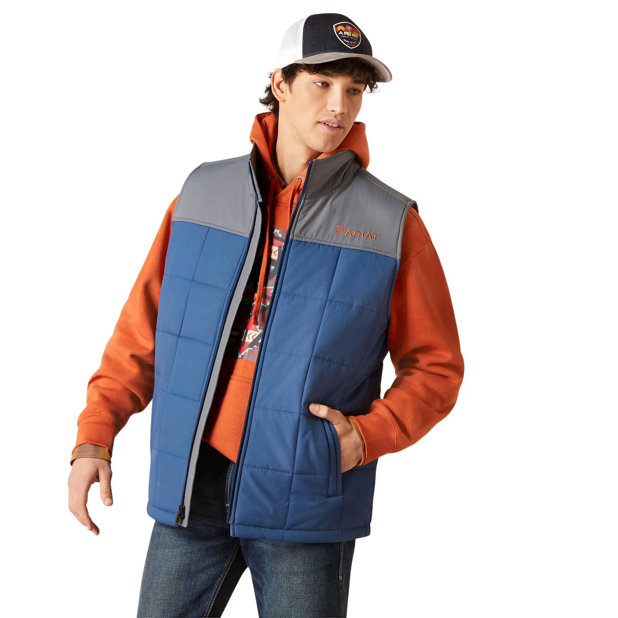 Ariat Men's Crius Blue & Grey Insulated Vest