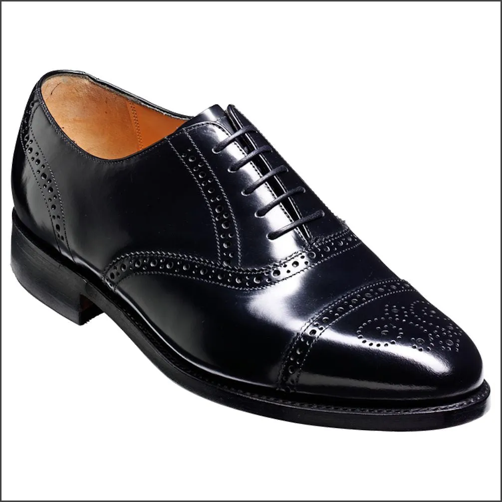 Barker Alfred Black Hi-Shine Toe Cap Brogue^