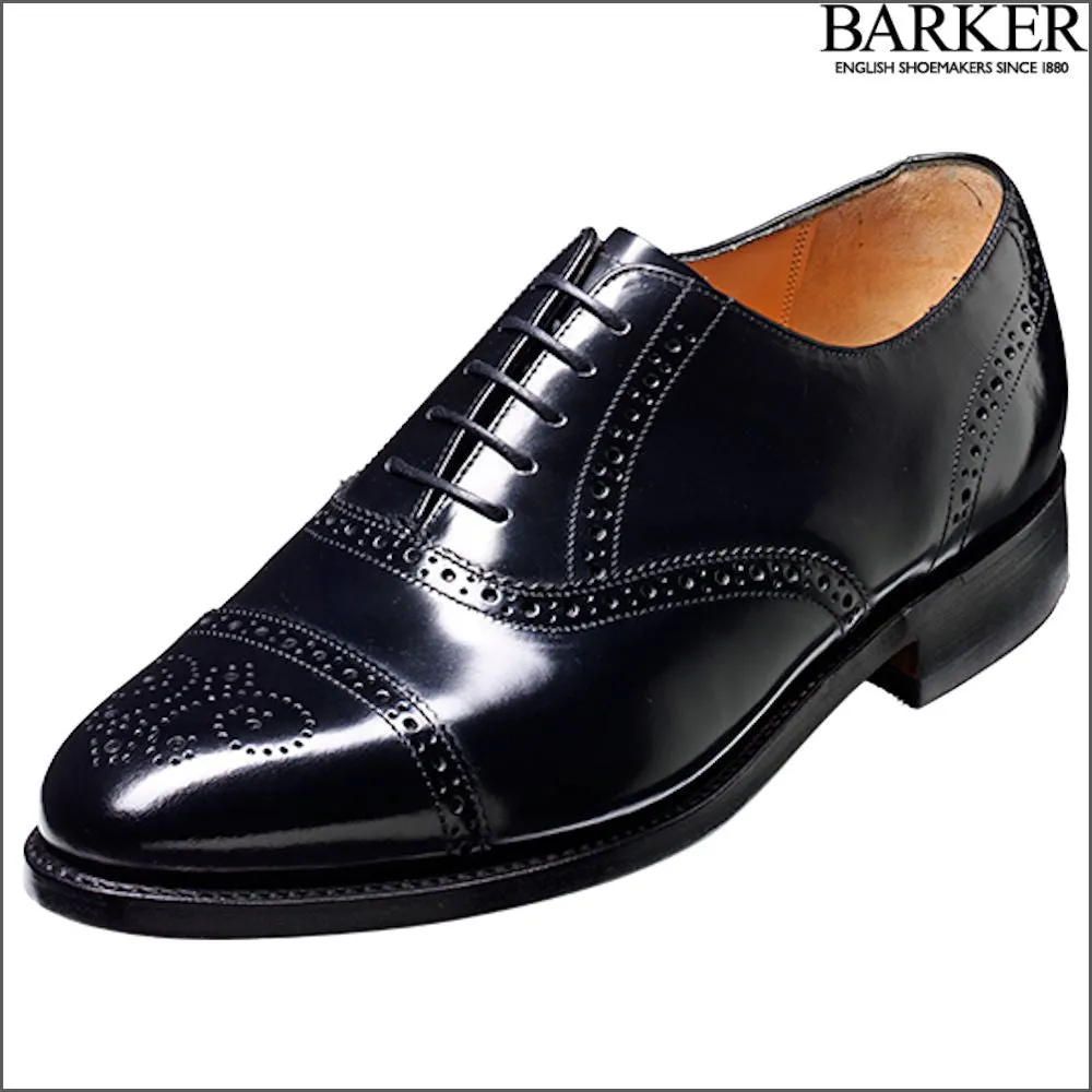 Barker Alfred Black Hi-Shine Toe Cap Brogue^