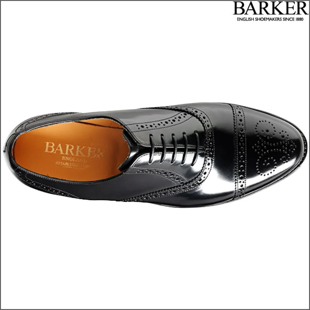 Barker Alfred Black Hi-Shine Toe Cap Brogue^