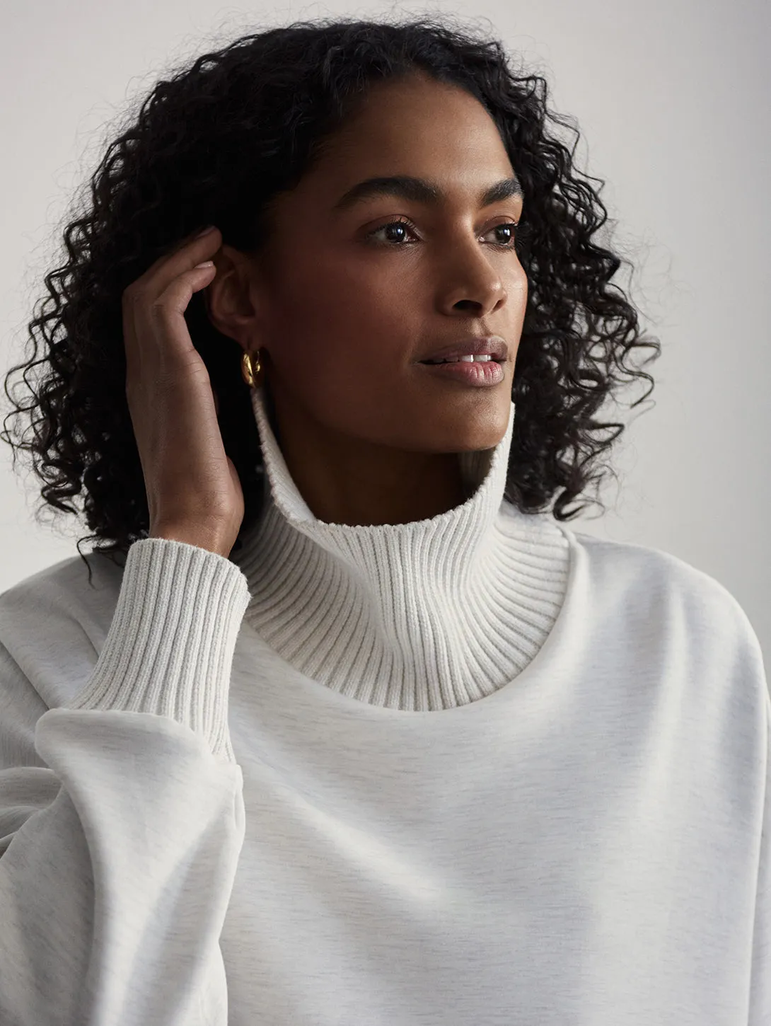 Barker High Neck Sweatshirt - Ivory Marl