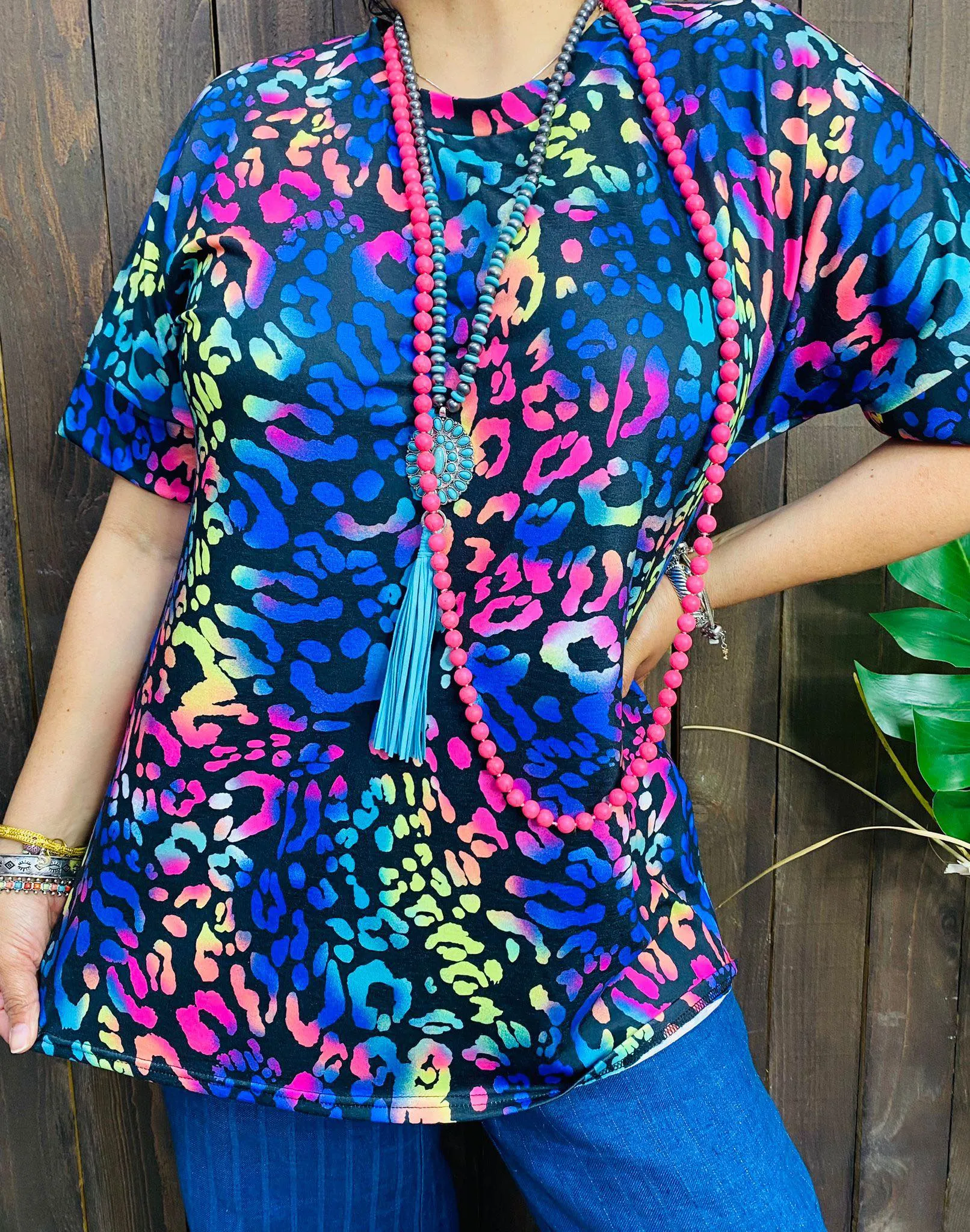 Blue, Multi color, Leopard top