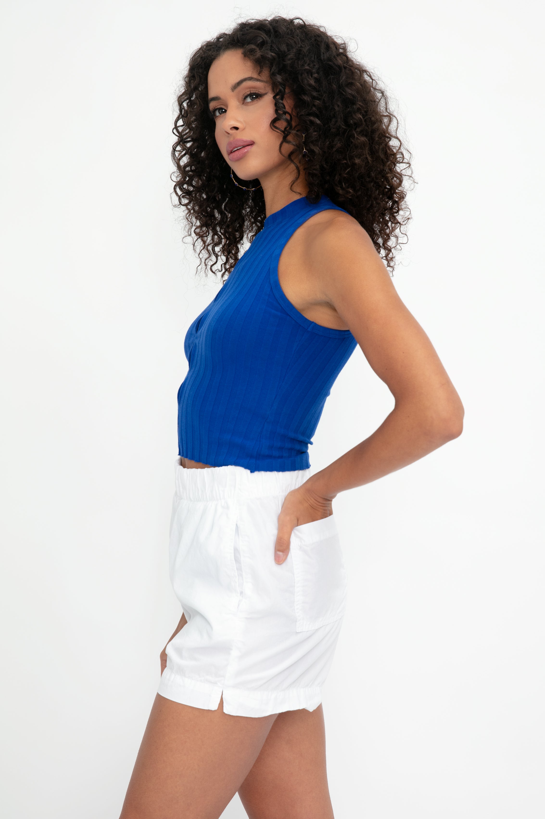 Capri Cut Out Tank in Cobalt Blue