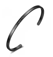 CBA101919 - Personalized Bangle, Black Stainless Steel 3mm x 17cm