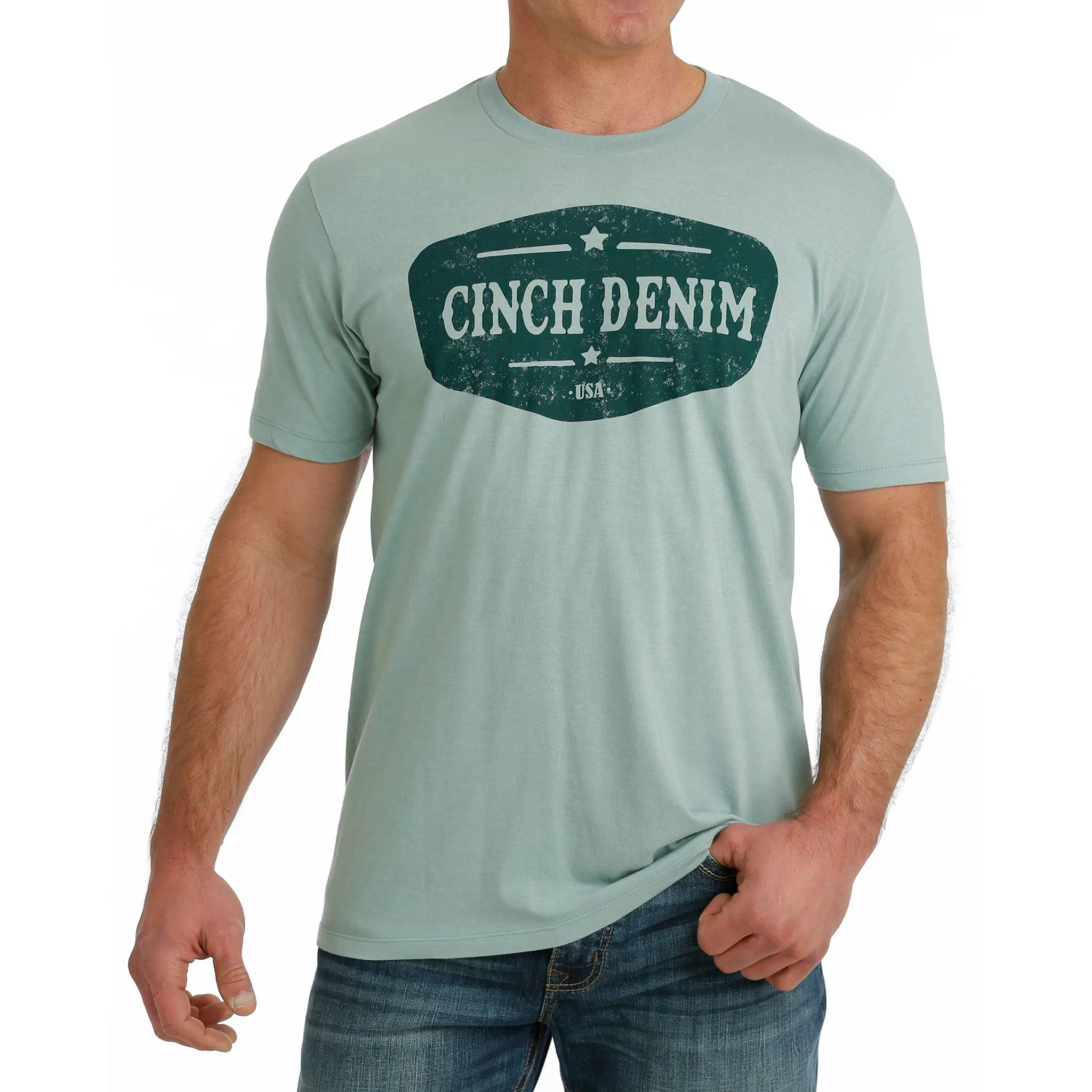 Cinch Men's Turquoise Logo Tee