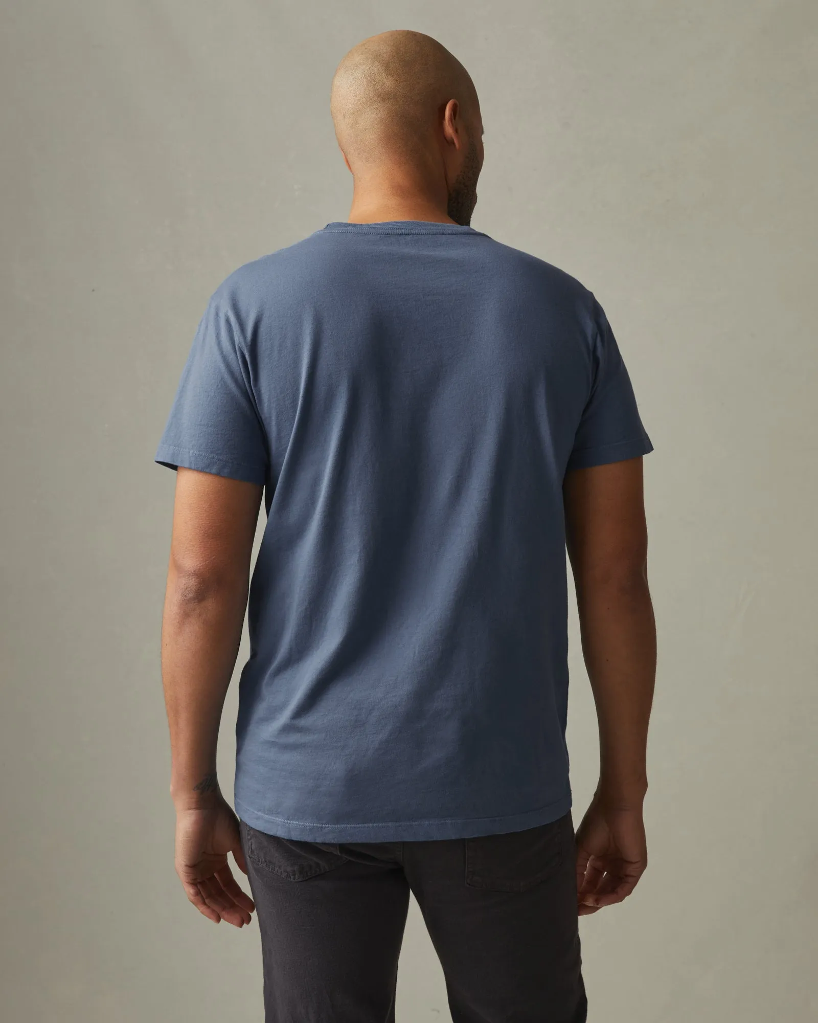 Classic Cotton Crew Tee - Washed Navy