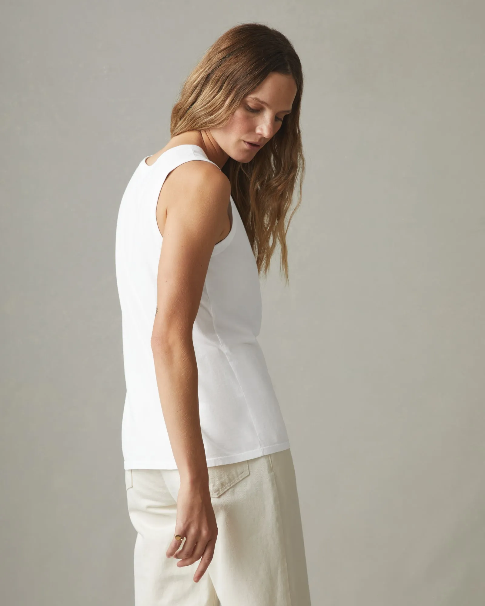 Classic Cotton Muscle Tank - White