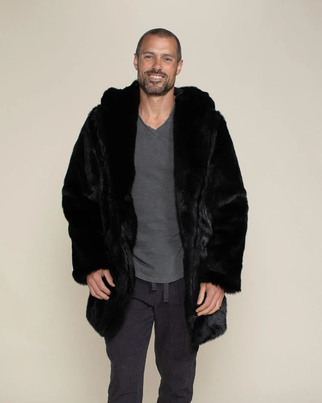 Classic Men's Faux Fur Coat | Black Panther