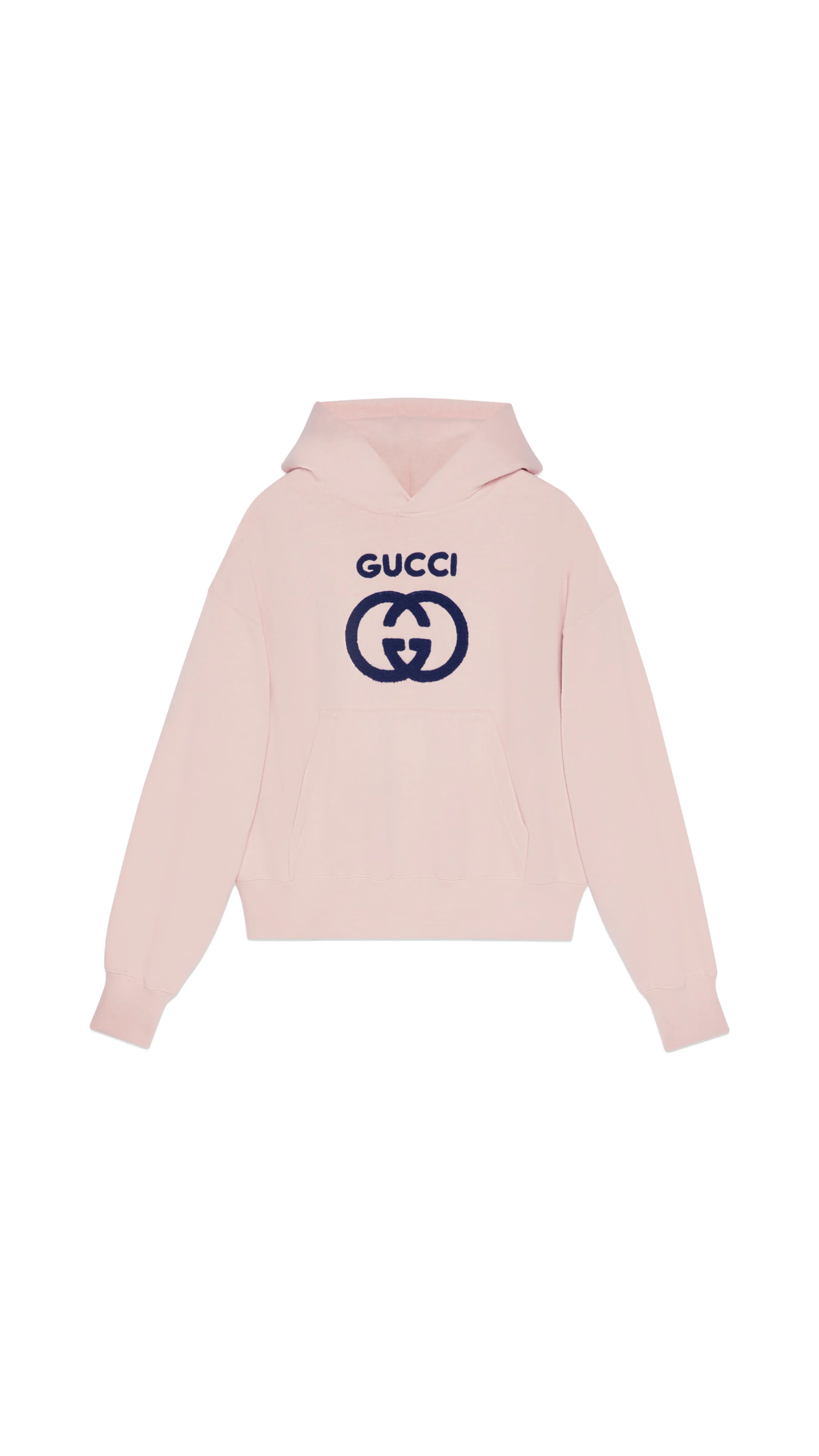 Cotton Jersey Sweatshirt with Embroidery - Pale Pink/Blue