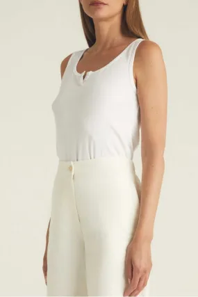 Cotton Rib Tank Top in Optic White    