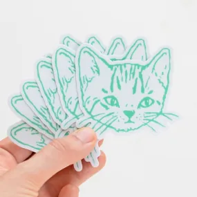 Cute Cats Die Cut Vinyl Sticker - Green