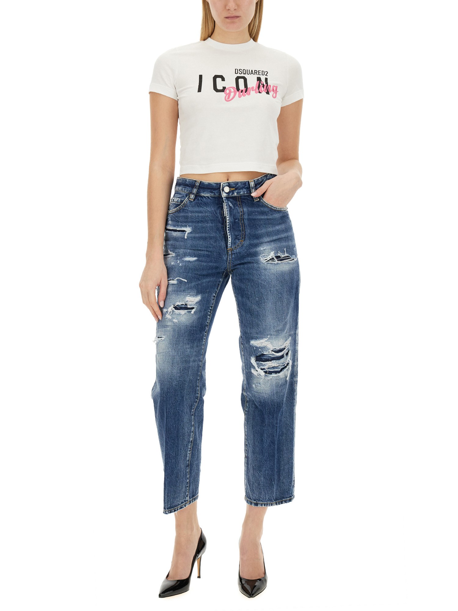 DSQUARED    COTTON DENIM BOSTON JEANS