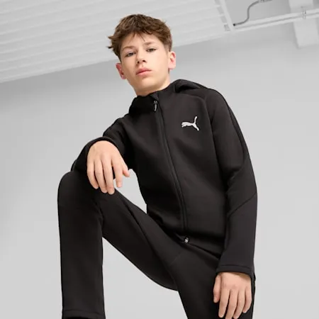 EVOSTRIPE Full-Zip Hoodie - Youth 8-16 years | PUMA Black | PUMA EVOSTRIPE | PUMA 