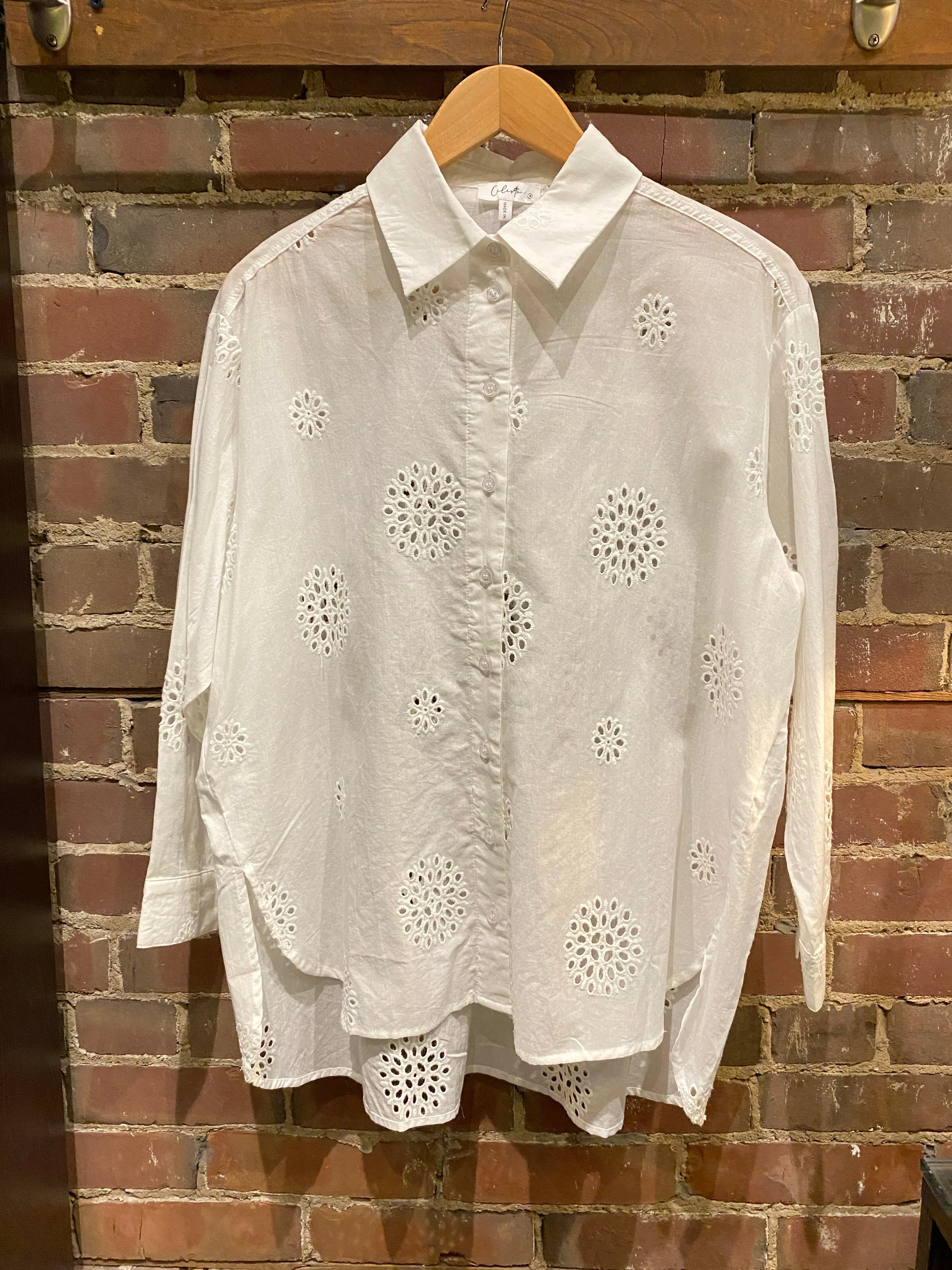 EYELET OVERSIZE LONG SLEEVE SHIRT