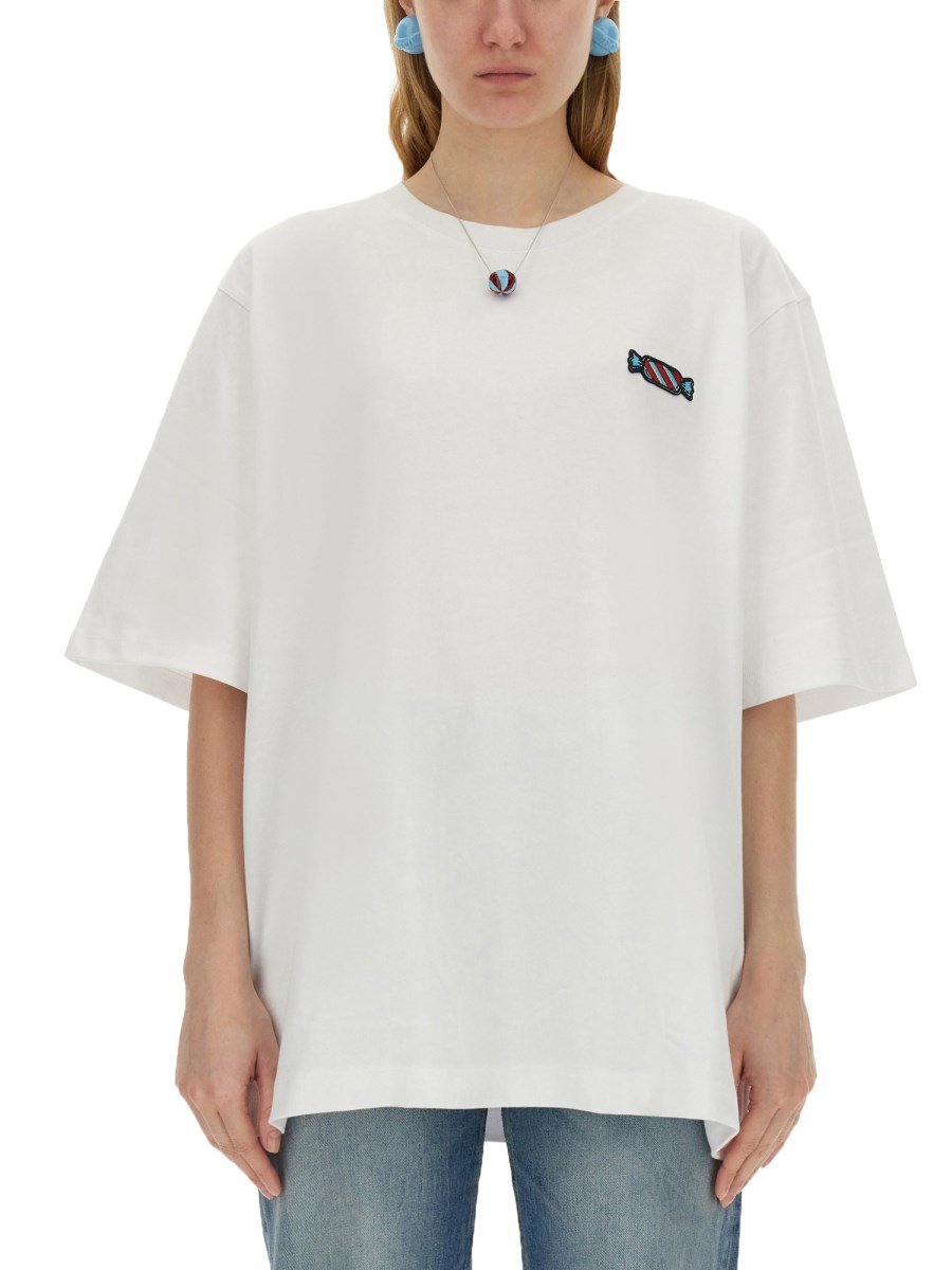 FIORUCCI      T-SHIRT IN JERSEY DI COTONE CON PATCH CANDY 