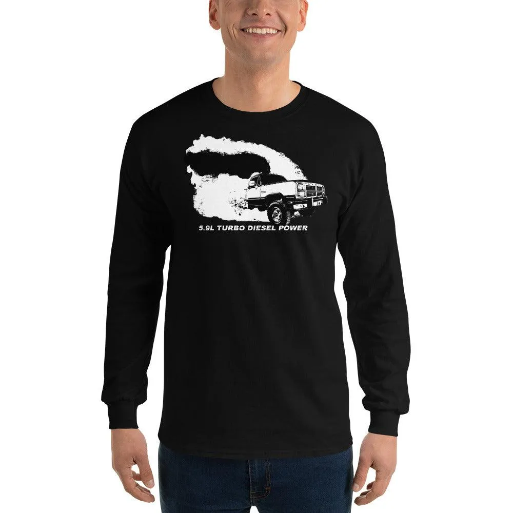 First Gen Dodge Truck Rolling Coal Burnout Long Sleeve T-Shirt