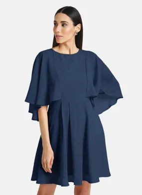 Fit & Flare Mini Dress With Cape Sleeves