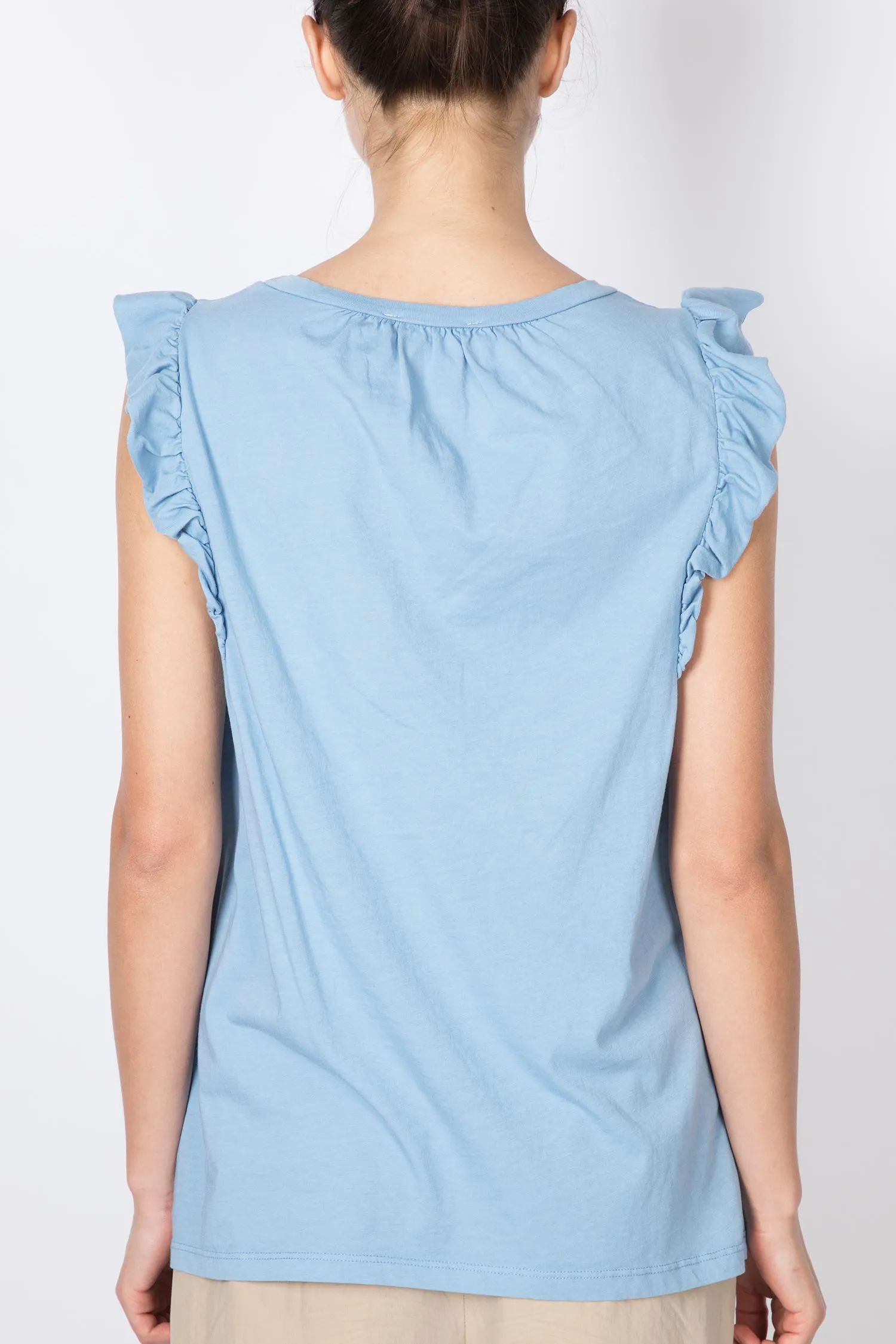 Frilled Armhole Cotton Tank Top