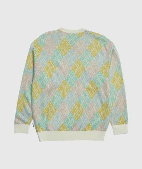 FUCKING AWESOME MONOGRAM SWEATER - WHITE PINK BLUE YELLOW TEAL