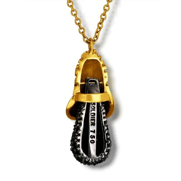 Gold Acorn Pendant with Black Diamonds on Chain