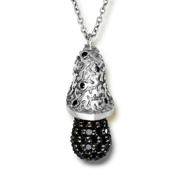 Gold Acorn Pendant with Black Diamonds on Chain