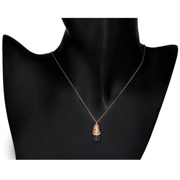 Gold Acorn Pendant with Black Diamonds on Chain