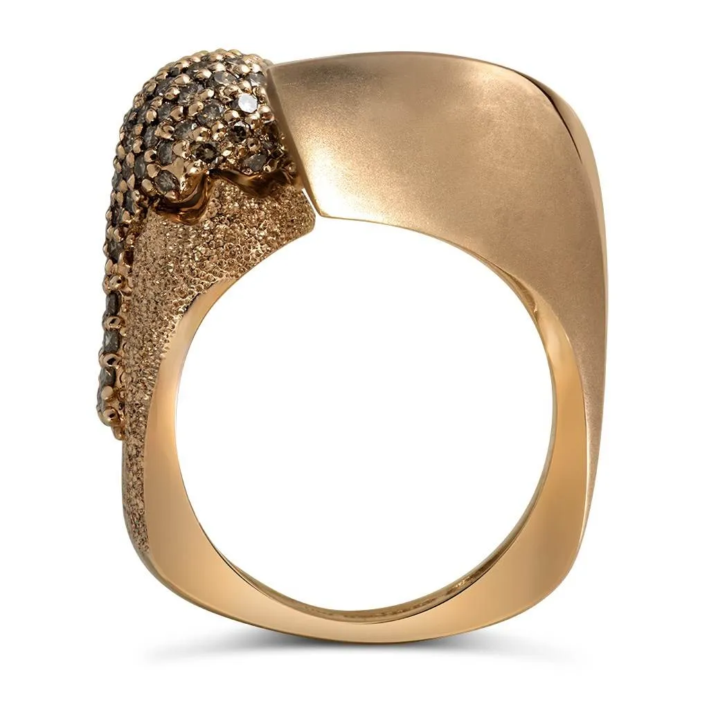 Gold Calla Ring with Champagne Diamonds