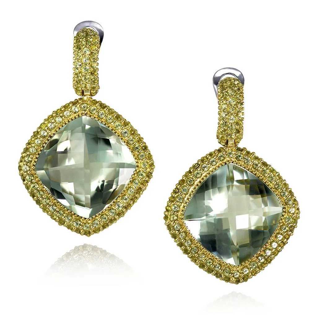 Gold Royal Drop Earrings with Green Amethyst & Peridot