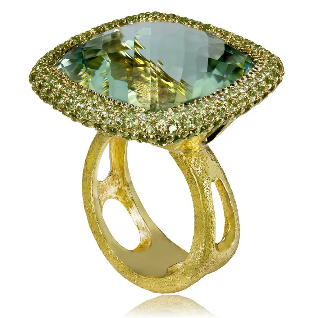 Gold Royal Ring with Green Amethyst & Peridot