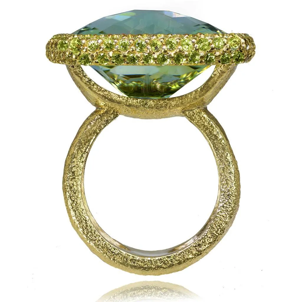 Gold Royal Ring with Green Amethyst & Peridot