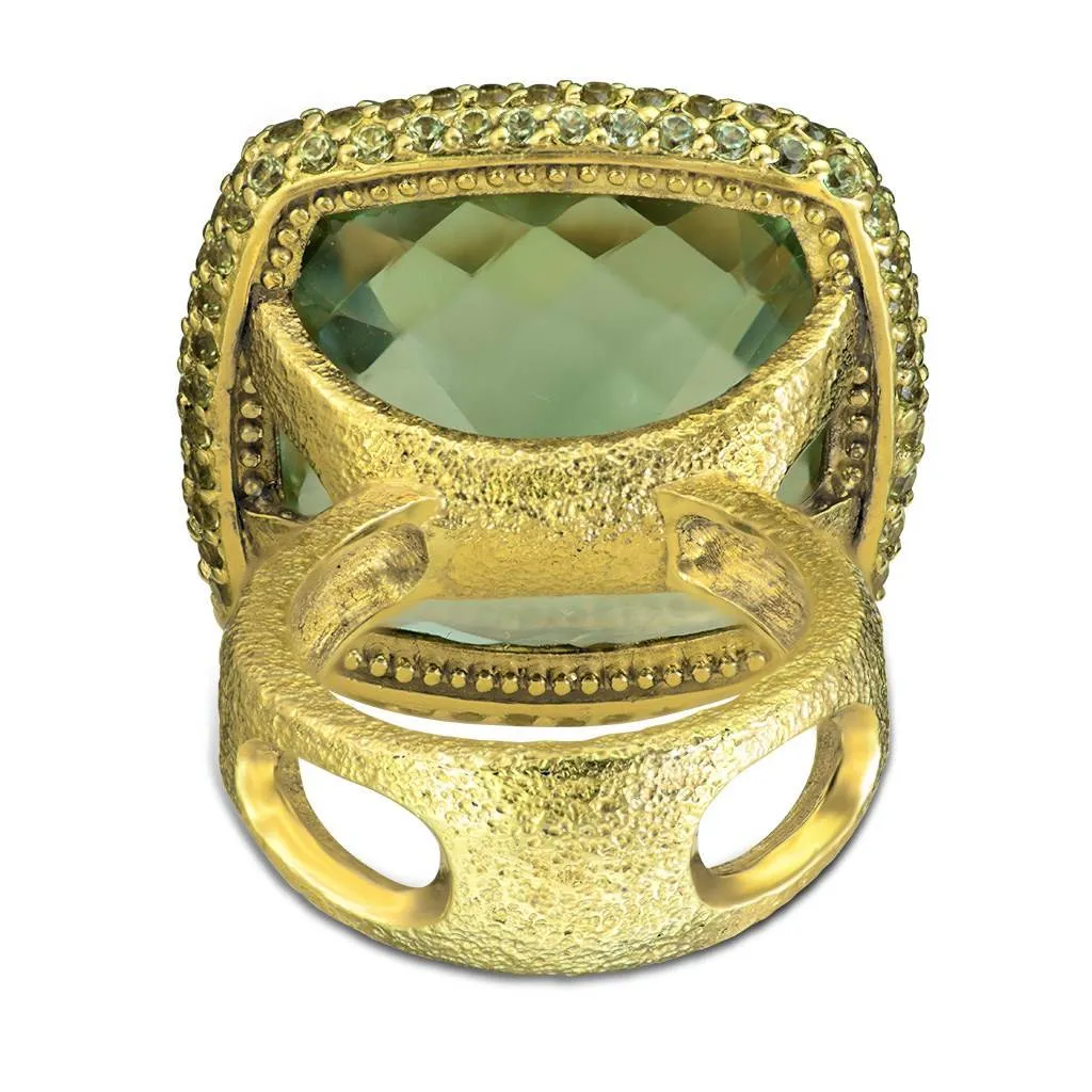 Gold Royal Ring with Green Amethyst & Peridot