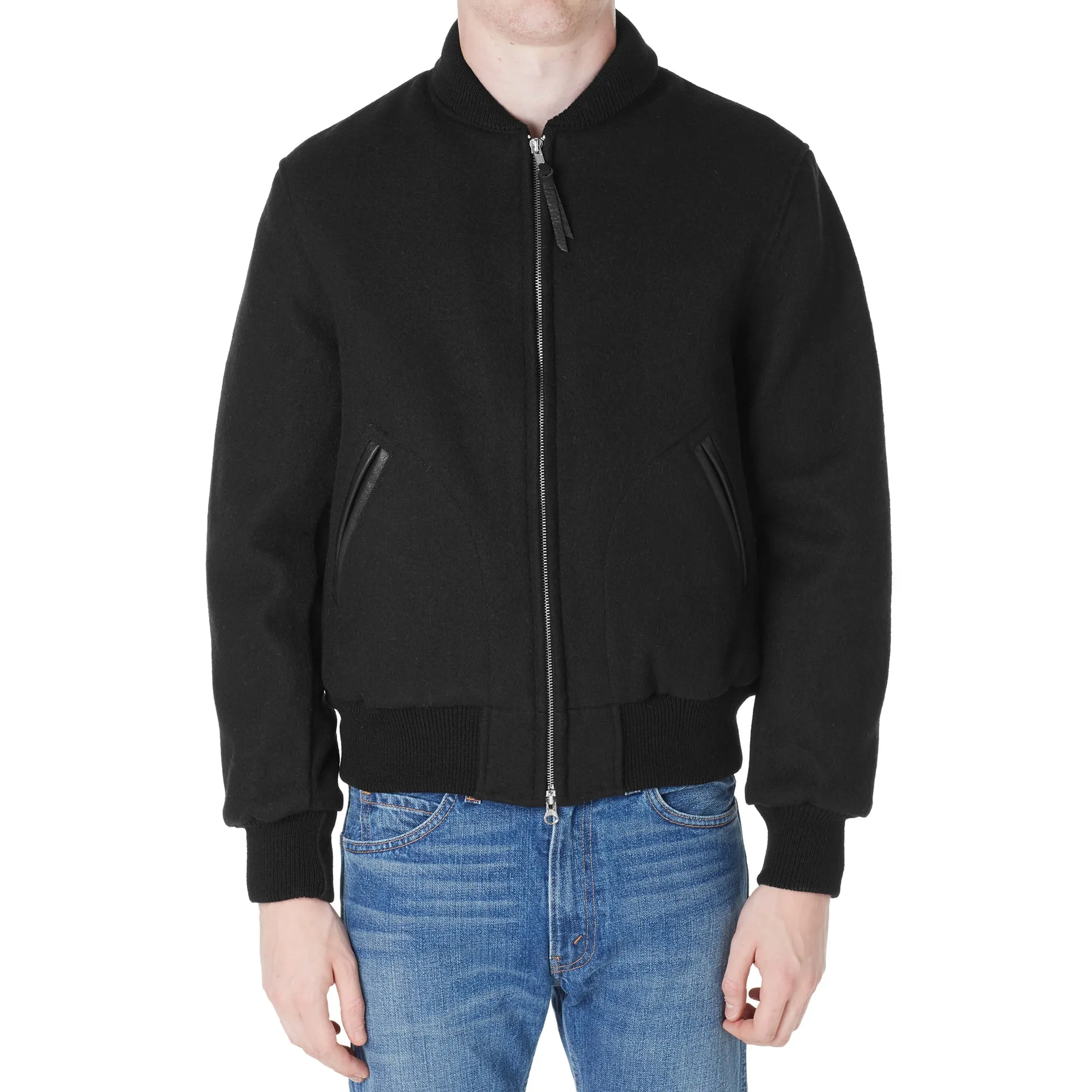 Golden Bear Sportswear Melton Wool Shawl Collar Varsity JacketBlack