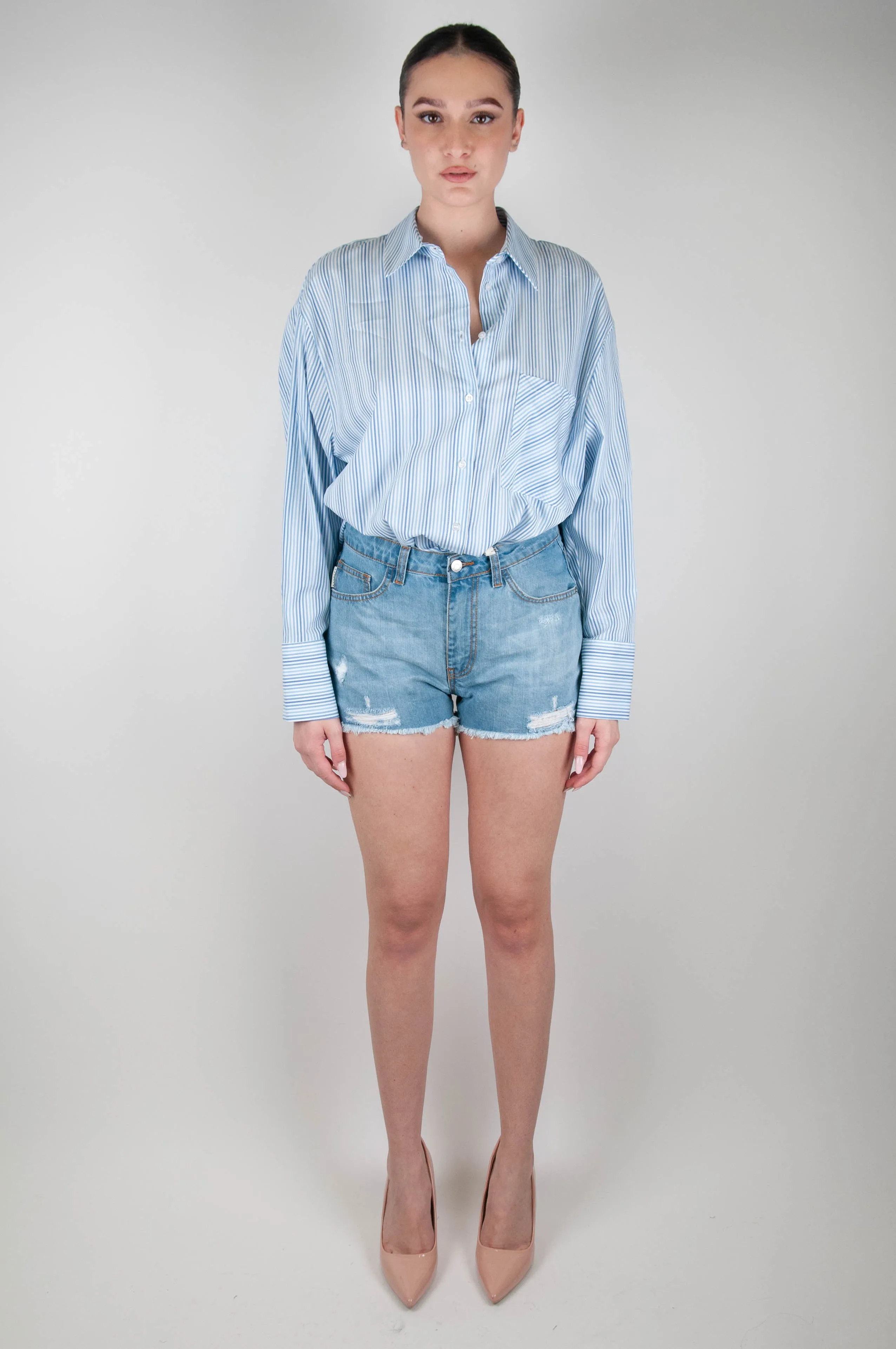 Haveone - Shorts con strappi e fondo sfrangiato