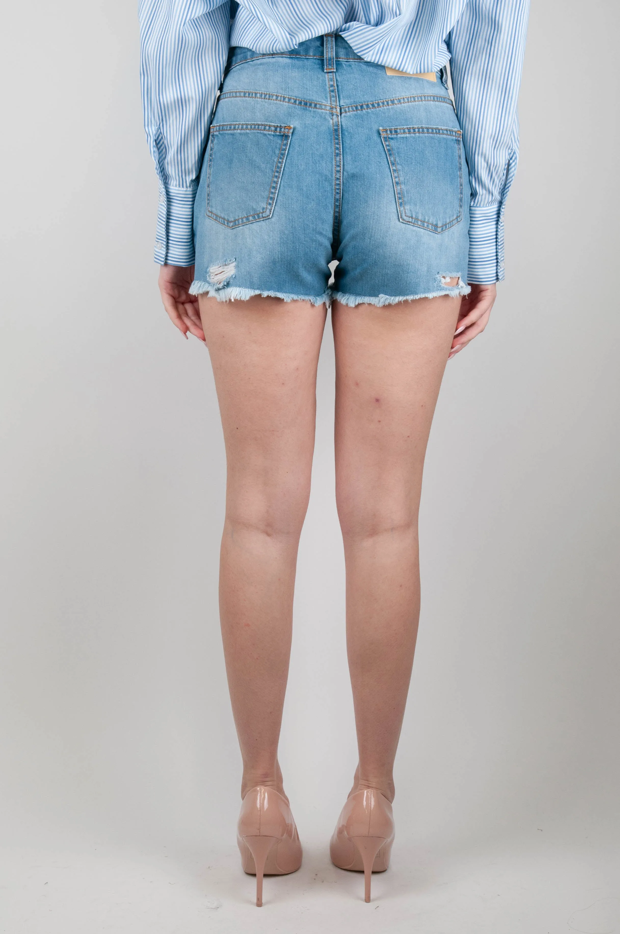 Haveone - Shorts con strappi e fondo sfrangiato