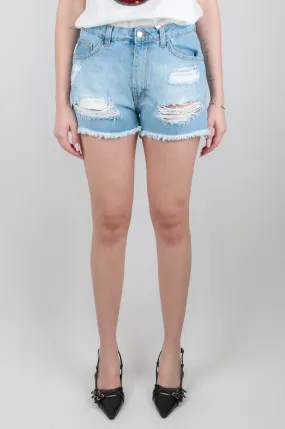 Haveone - Shorts denim sfrangiato con strappi