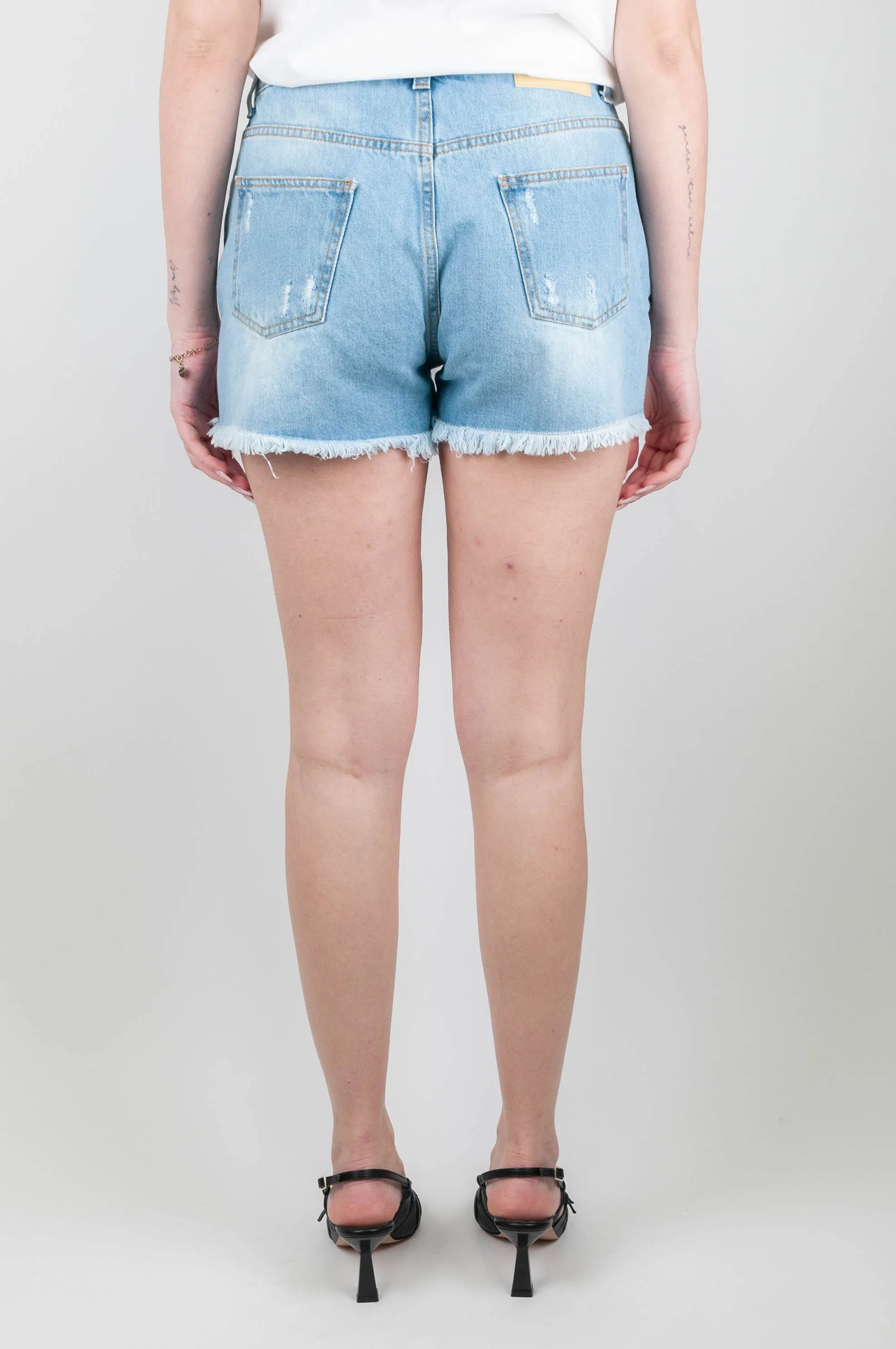 Haveone - Shorts denim sfrangiato con strappi