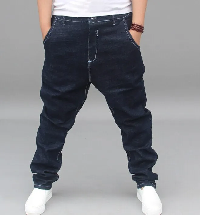 Hip Hop Style Mid-Waist Solid Pattern Loose Harem Pants for Men