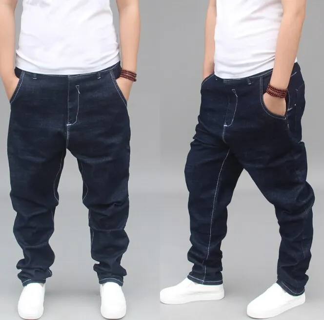 Hip Hop Style Mid-Waist Solid Pattern Loose Harem Pants for Men