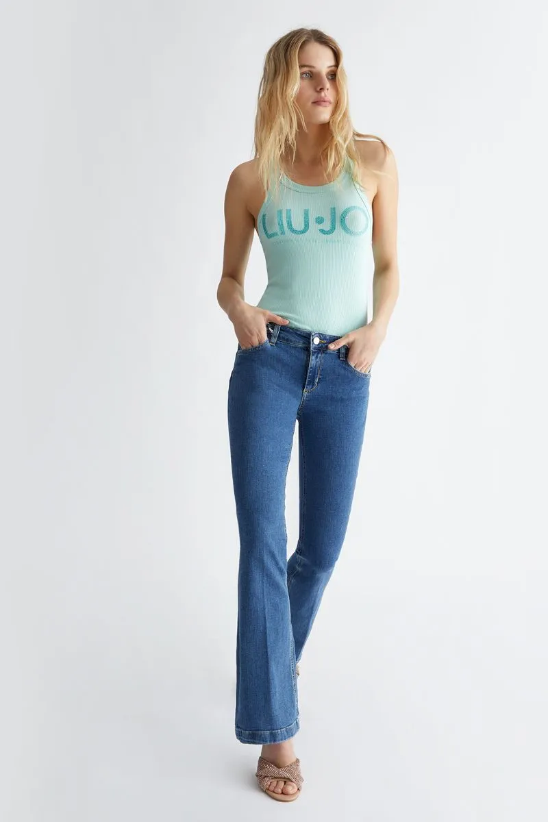 Jeans flare bottom up donna Denim