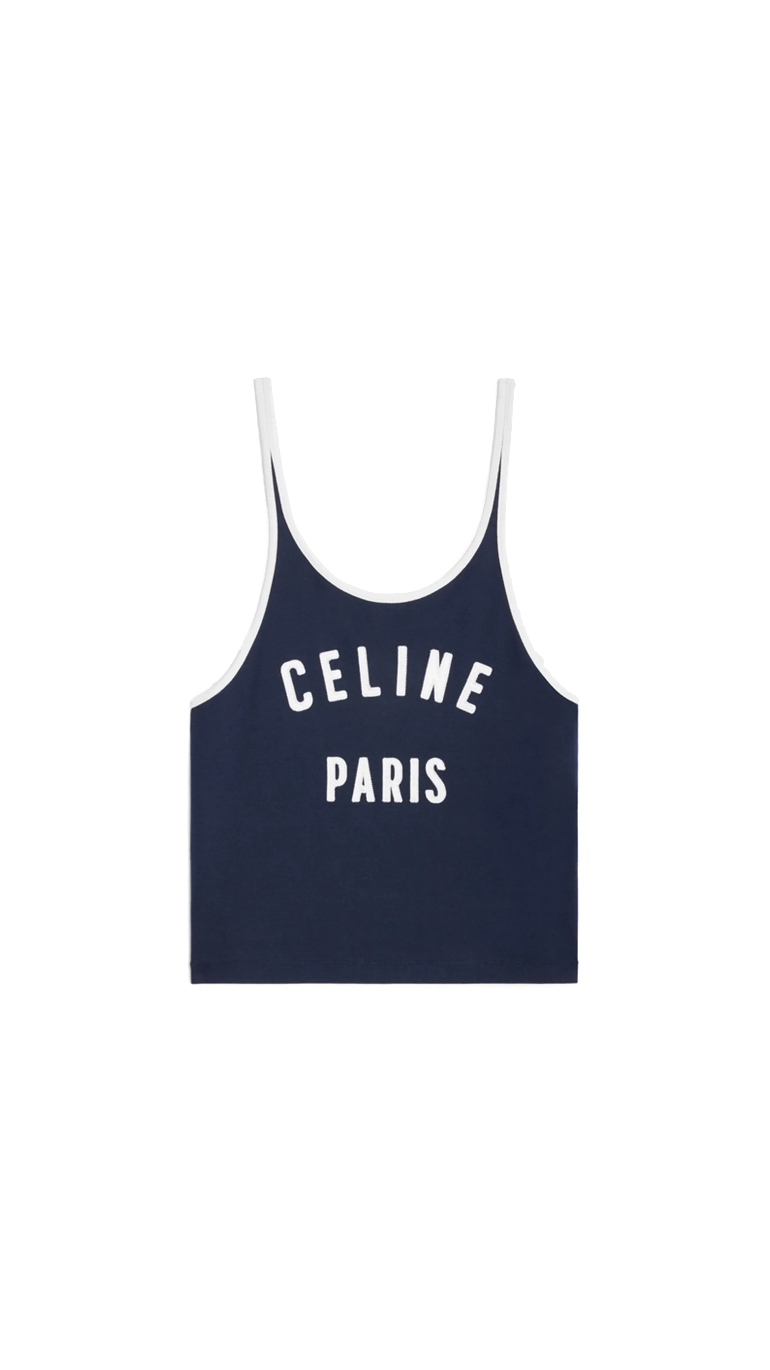 Jersey Cotton Tank Top - Navy/White