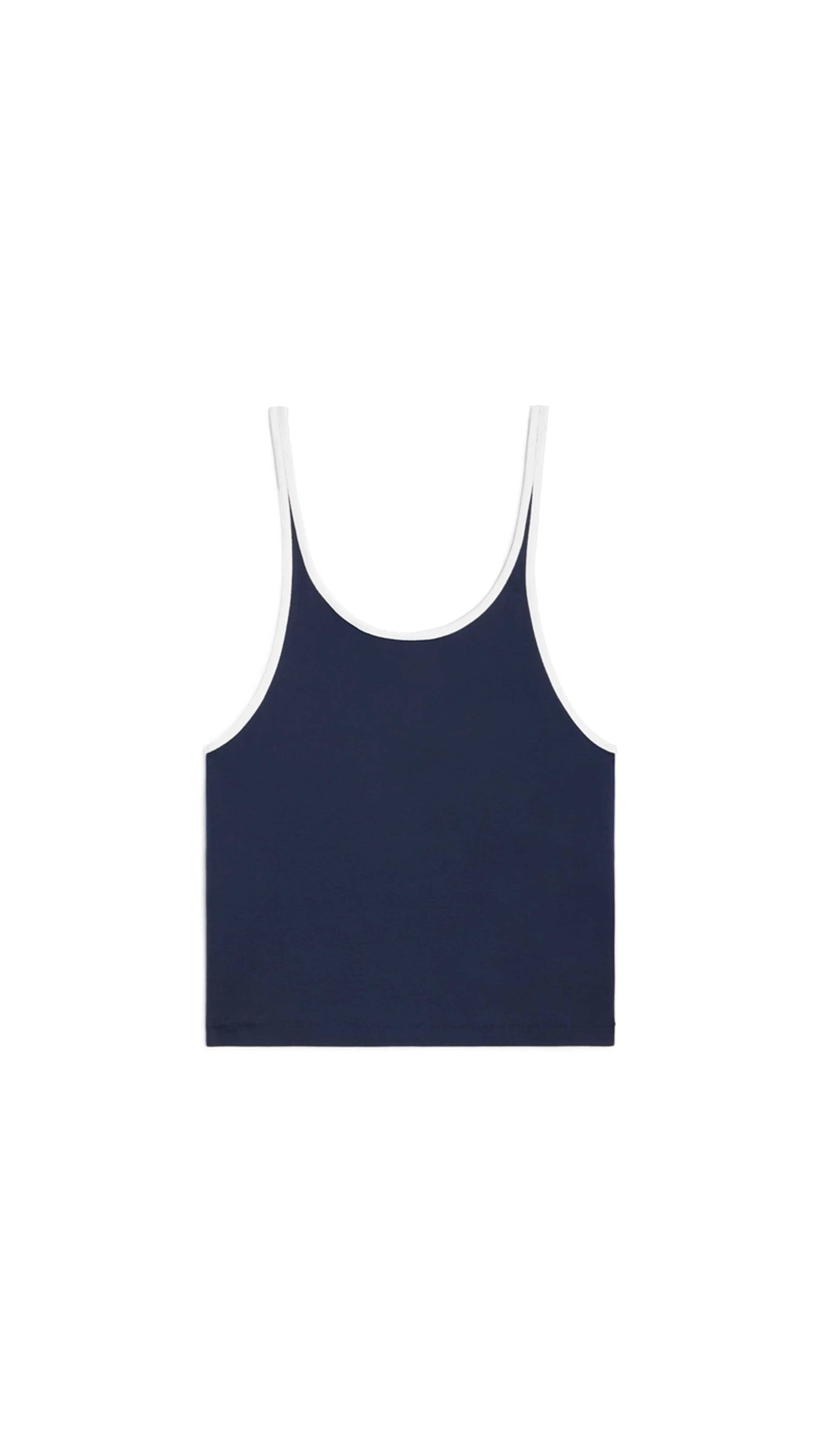 Jersey Cotton Tank Top - Navy/White