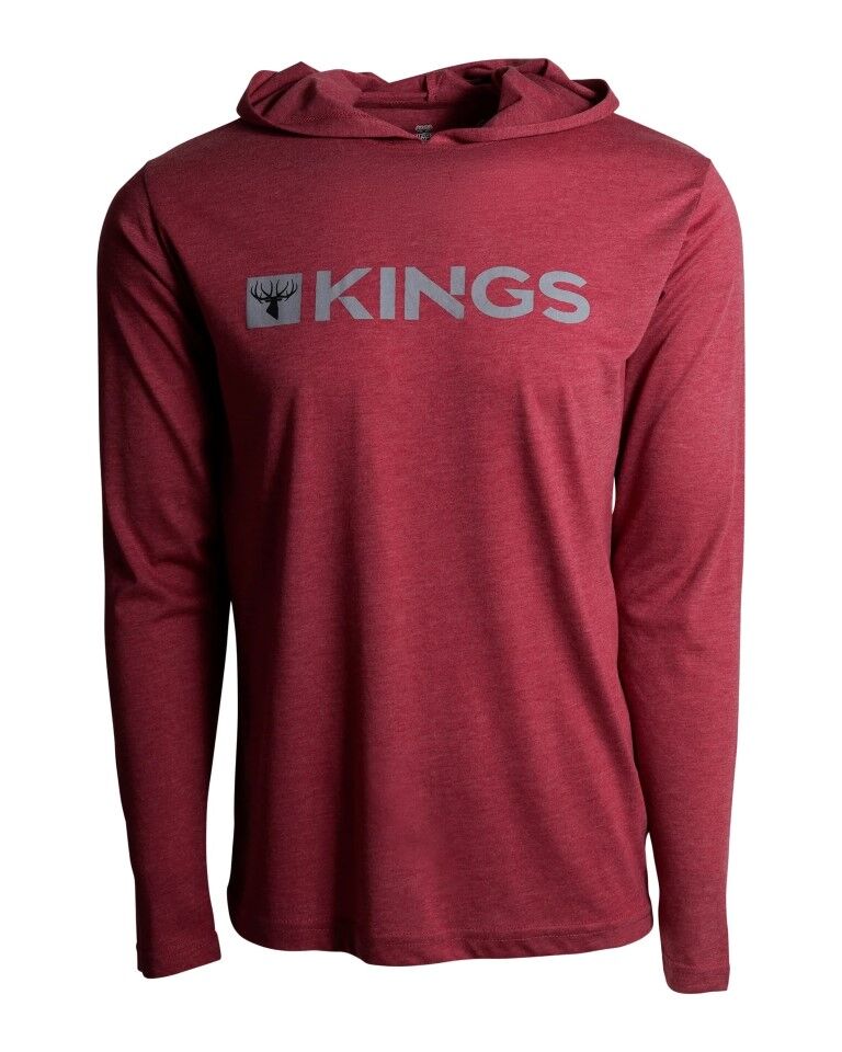 King's Camo Men's Logo Triblend Hoodie Tee in Heather Red