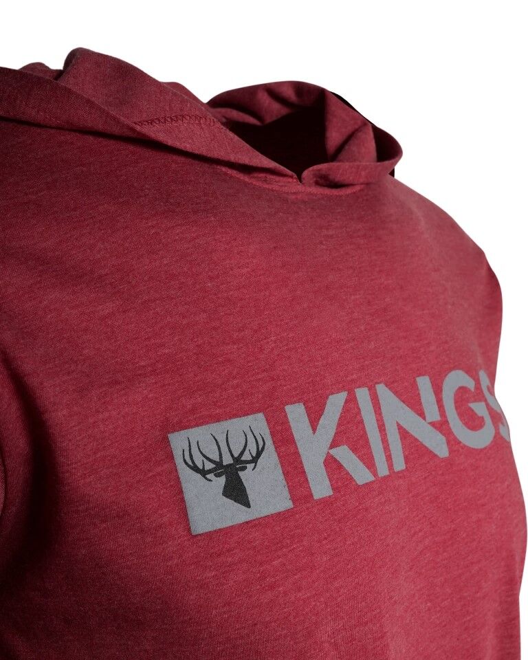 King's Camo Men's Logo Triblend Hoodie Tee in Heather Red