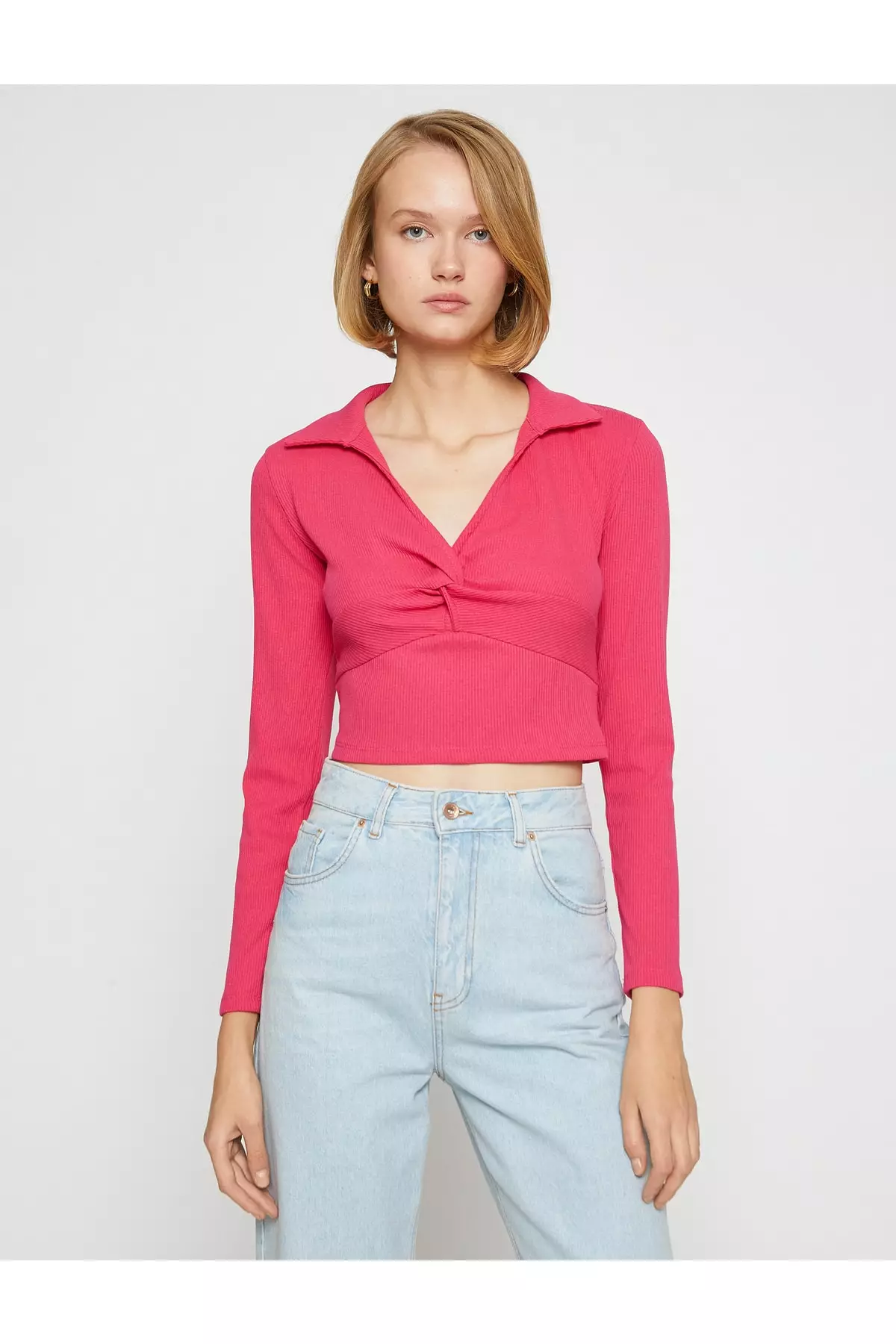 KOTON Polo Neck Crop Top